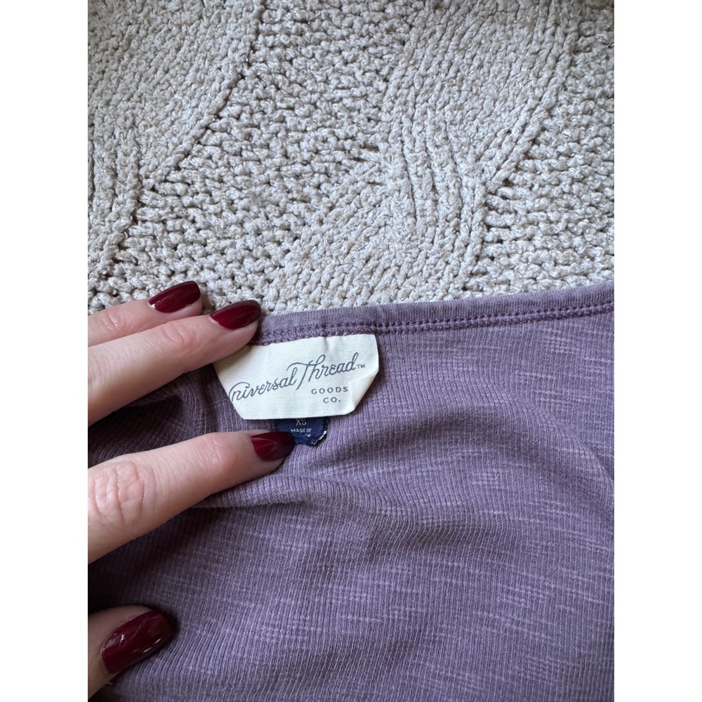 Universal Thread Lavender Purple Ribbed Long Sleeve Henley Top XS - Picture 2 of 3